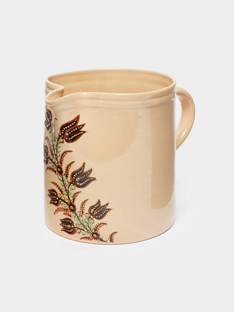 Poterie d’Évires - Flowers Hand-Painted Ceramic Large Straight-Edge Jug -  - ABASK - 