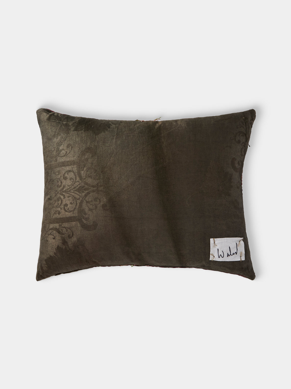 By Walid - 19th-Century Needlepoint Wool and Damask Cushion (19.5in/50cm) - Multiple - ABASK