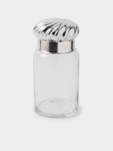 Antique and Vintage - 1980s S. Sacchetti Solid Silver and Glass Lidded Jar - Clear - ABASK - 
