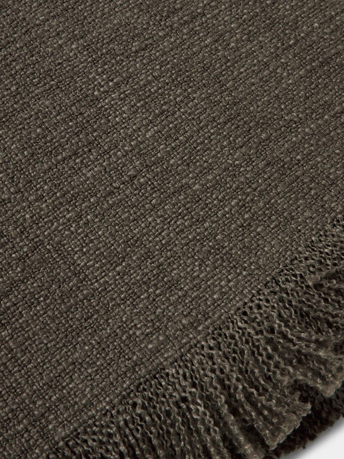 de Le Cuona - Warrior Cloth Linen and Wool Paneled Fringe- and Cord-Detail Throw (94.5in/2.4m) - Brown - ABASK