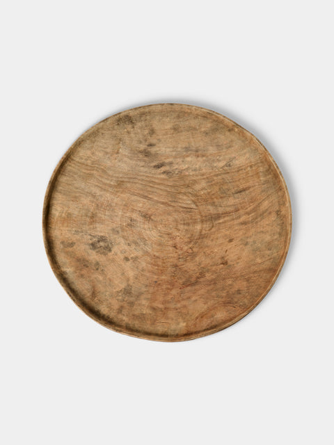 Iida Woodturning - Hand-Turned Camphor Earth-Finish Tray (17.5in/45cm) - Brown - ABASK