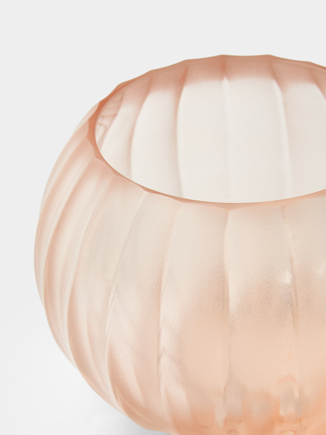 Micheluzzi Glass - Bocia Rose Coste Hand-Blown Murano Glass Vase (4.5in/11cm) - Pink - ABASK