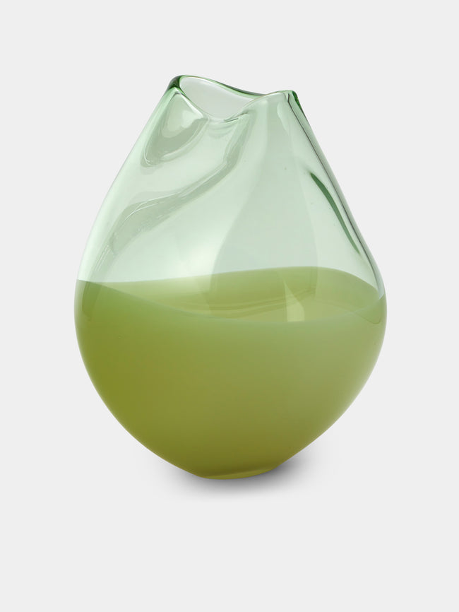 Michele Oberdieck - Hellebore Kasui Hand-Blown Glass Vase (12.5in/32cm) - Green - ABASK - 