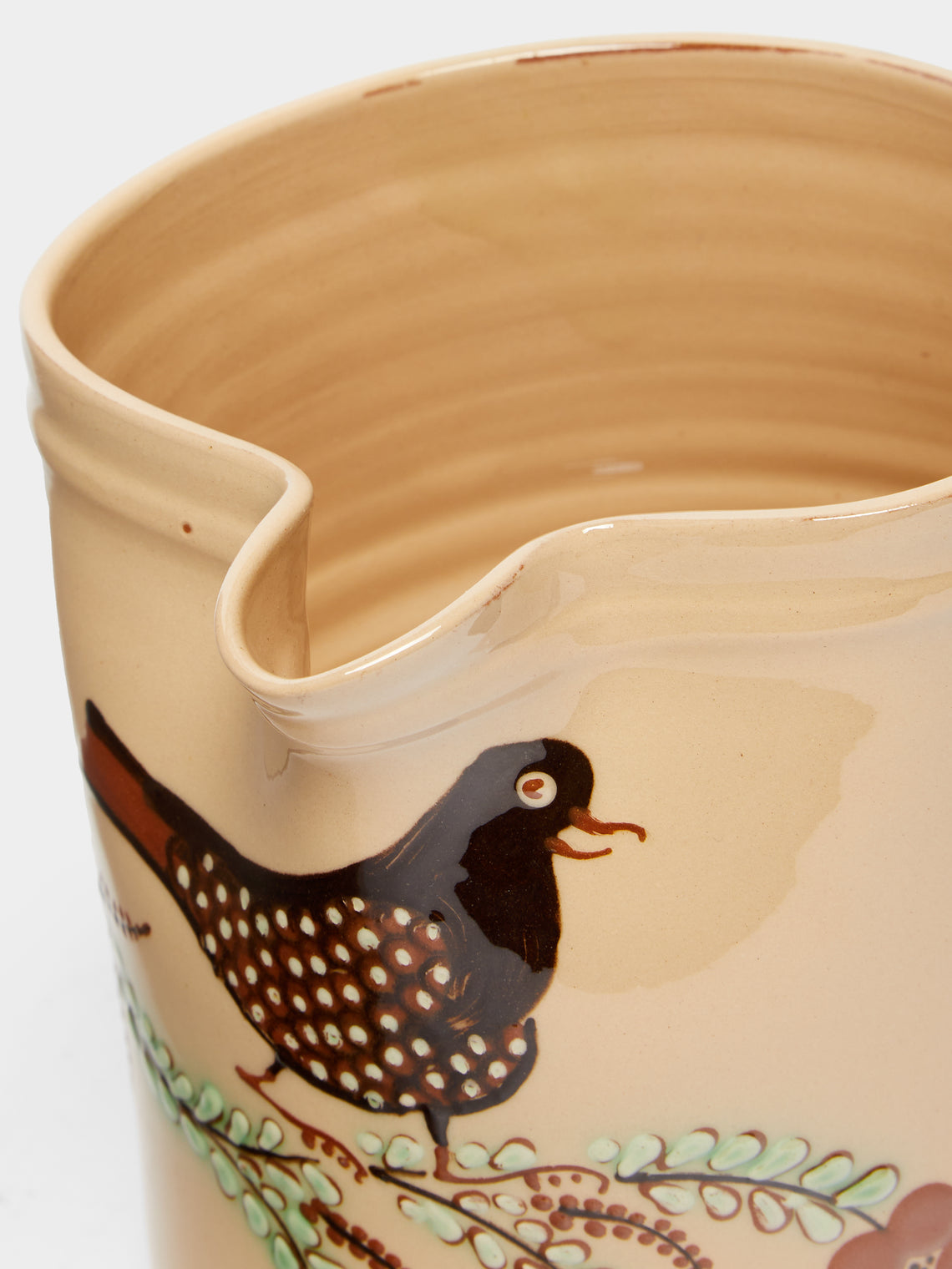 Poterie d’Évires - Birds Hand-Painted Ceramic Straight-Edge Jug -  - ABASK