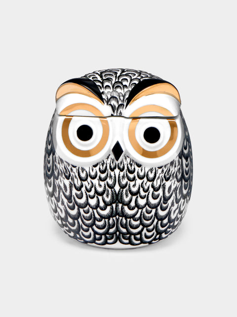 Fornasetti - Civetta Piumata Hand-Painted Porcelain Jar -  - ABASK - 