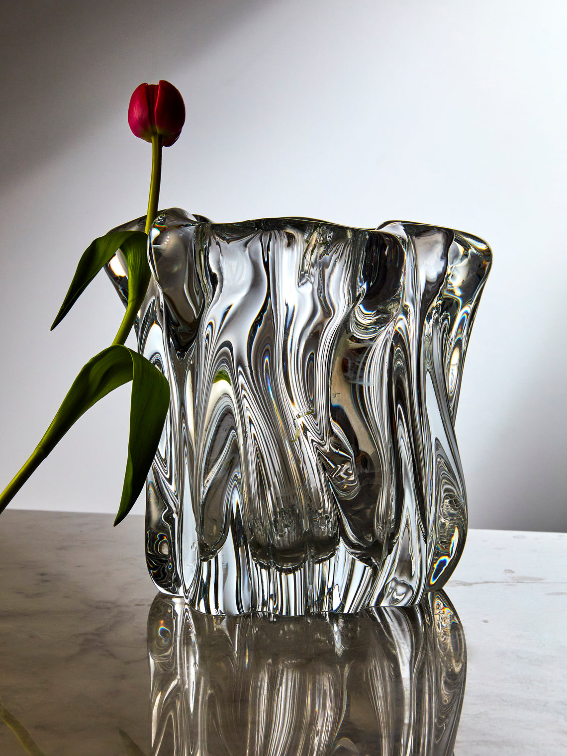 Antique and Vintage - 1970s Tapio Wirkkala Glass Vase (8in/20cm) - Clear - ABASK