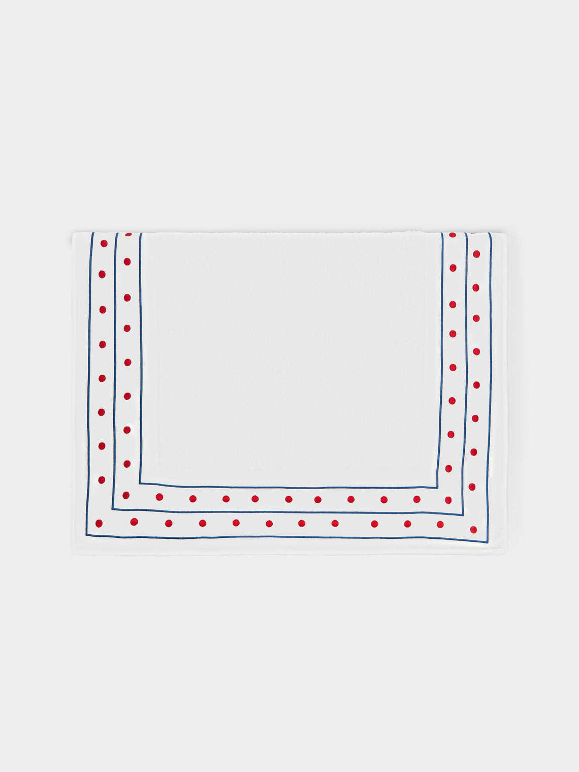 Loretta Caponi - Stripes & Dots Hand-Embroidered Cotton Bath Mat - White - ABASK