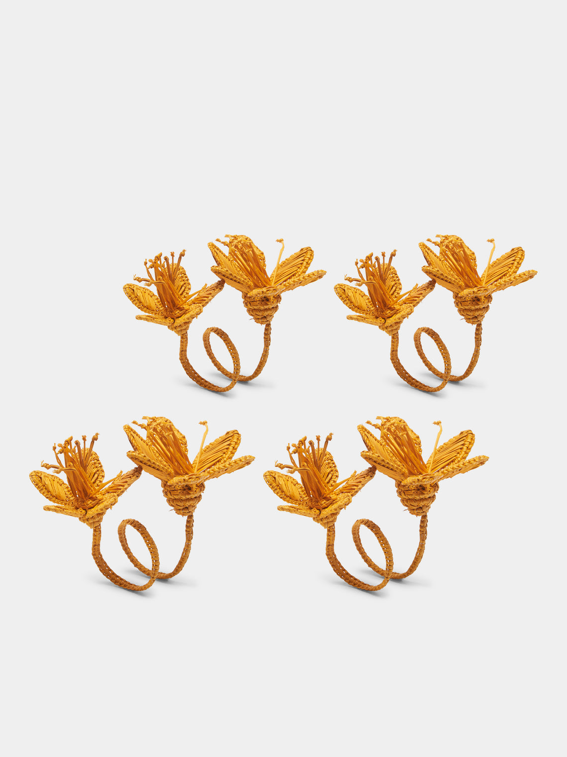 CasaLatina - Florencia Handwoven Werregue Palm Napkin Rings (Set of 4) - Orange - ABASK
