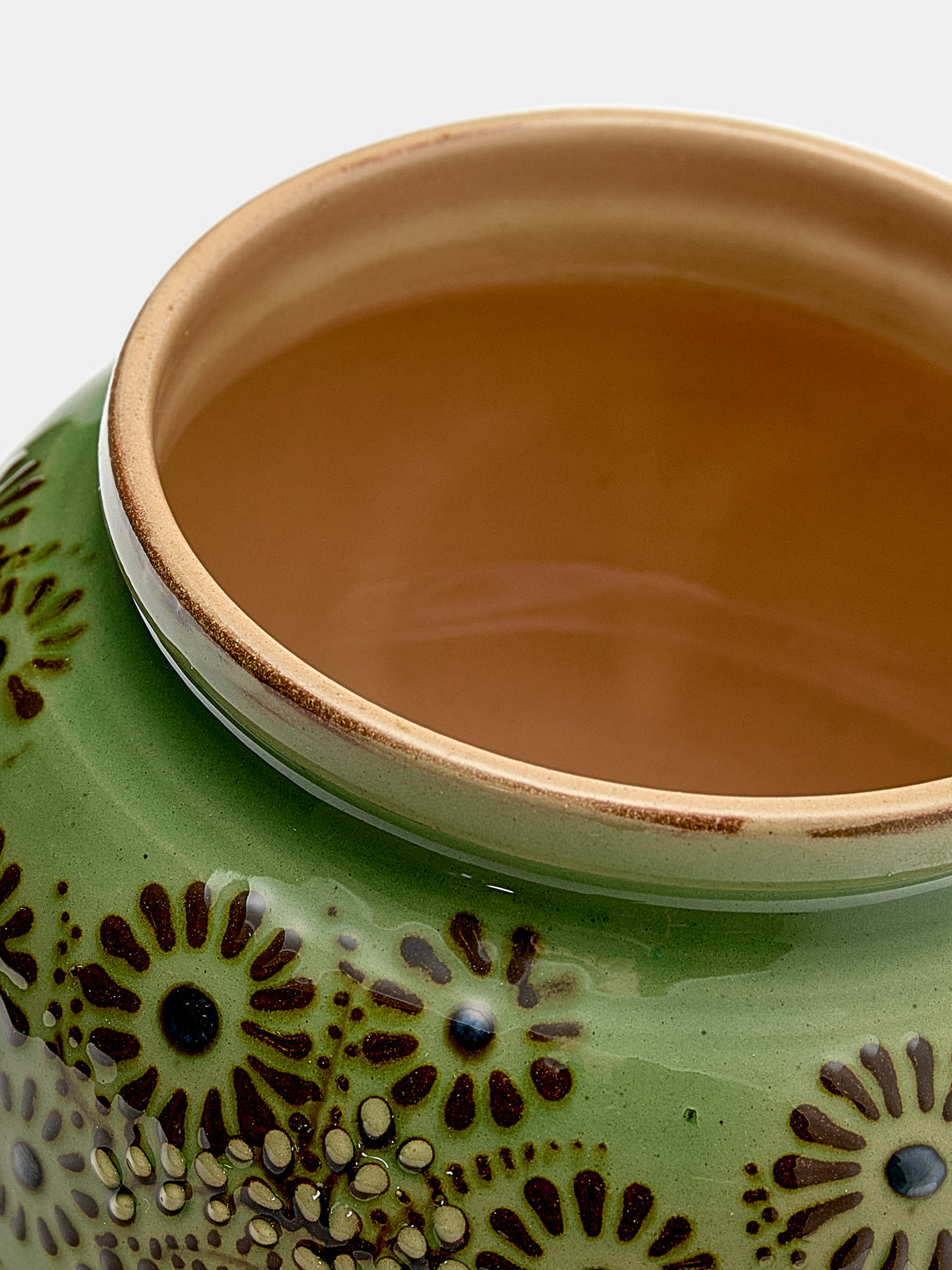 Poterie d’Évires - Flowers Hand-Painted Ceramic Vase - Green - ABASK