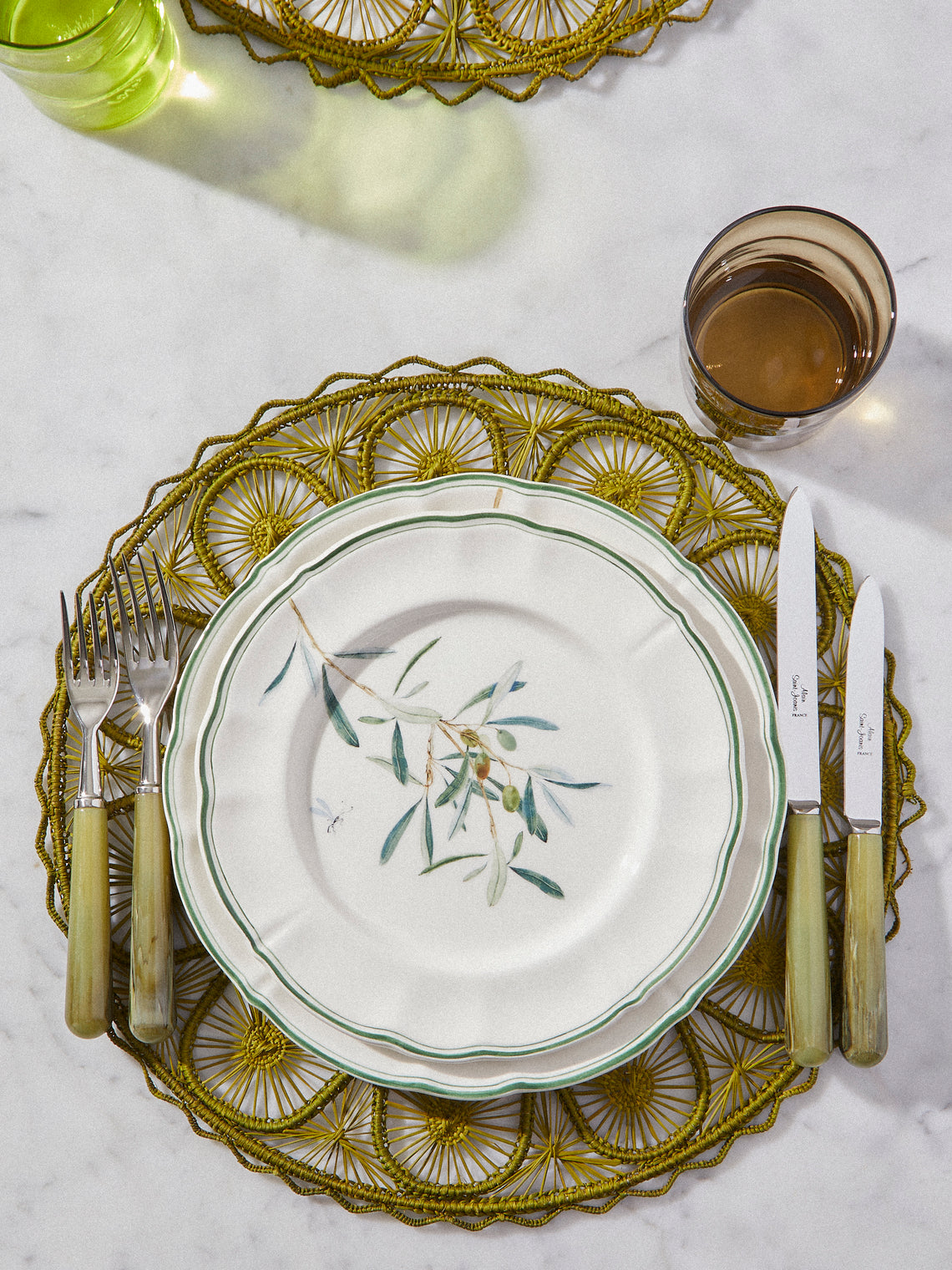 Laboratorio Paravicini - | Set of 6 | Ulivi Ceramic Dessert / Salad Plates (9in/23cm) - Green - ABASK