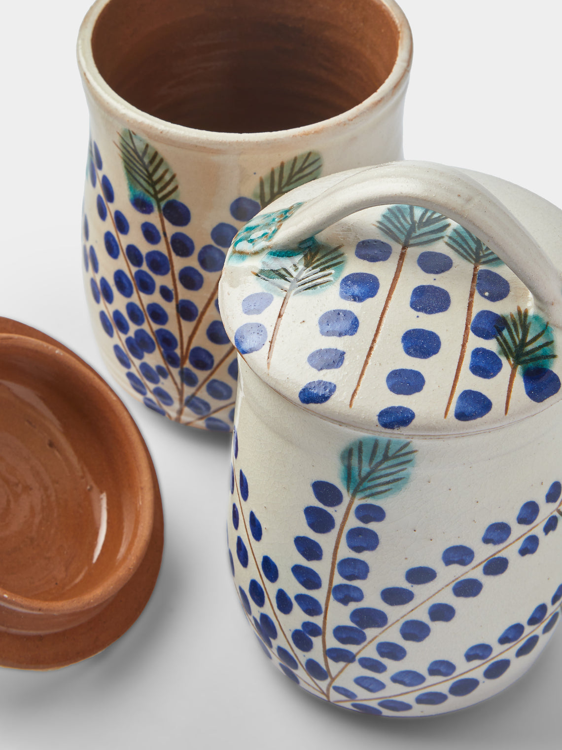 Anut Cairo - Dotty Vine Hand-Painted Ceramic Jam Jars (Set of 2) -  - ABASK