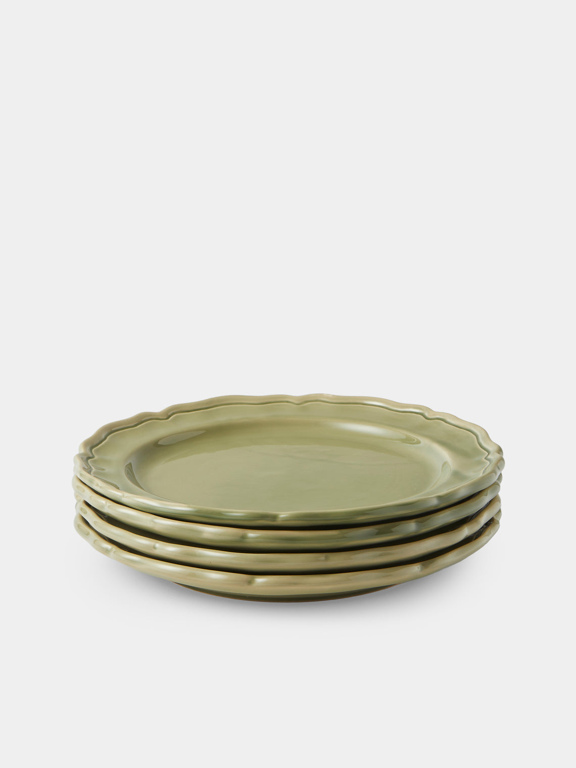 Maison Pichon Uzès - Provence Hand-Glazed Ceramic Dinner Plates – 11in/28cm (Set of 4) - Green - ABASK