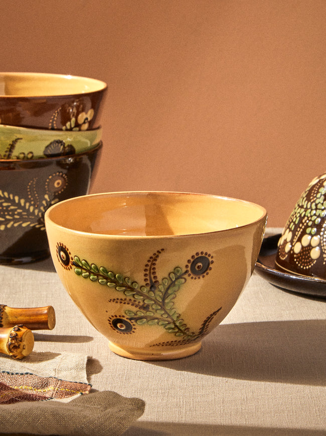 Poterie d’Évires - Flowers Hand-Painted Ceramic Grand Bowls (Set of 4) - Green - ABASK