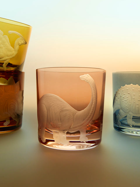 Artel - Dinosaur Hand-Engraved Crystal Tumbler - Pink - ABASK