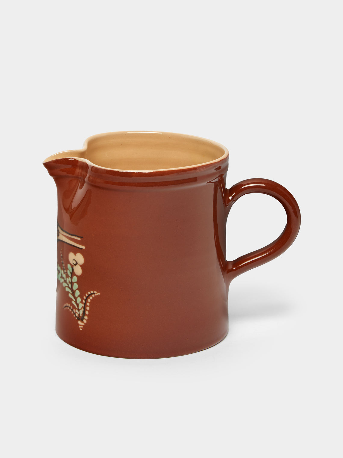 Poterie d’Évires - Birds Hand-Painted Ceramic Straight-Edge Jug -  - ABASK