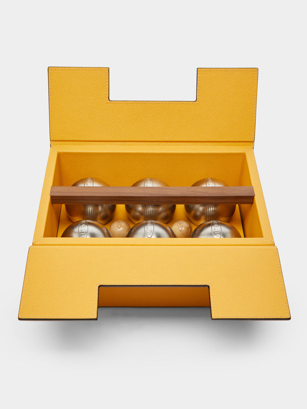 Giobagnara - Leather Outdoor Boules Set - Yellow - ABASK - 