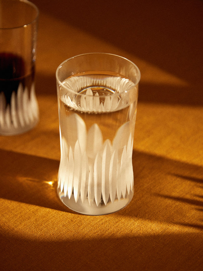 J. Hill's Standard - Martino Gamper Furrow Cut Crystal Wine Glass (Set of 2) - Clear - ABASK