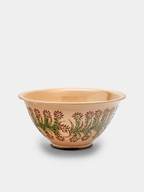 Poterie d’Évires - Flowers Hand-Painted Ceramic Large Serving Bowl - Cream - ABASK - 