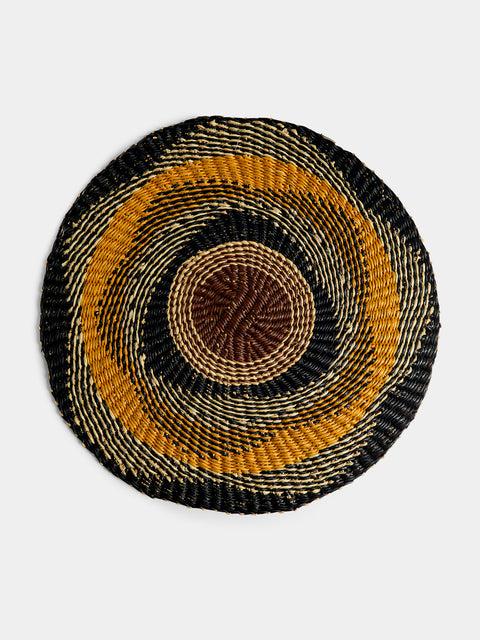 Baba Tree - Handwoven Elephant Glass Placemats (Set of 4) - Black - ABASK - 