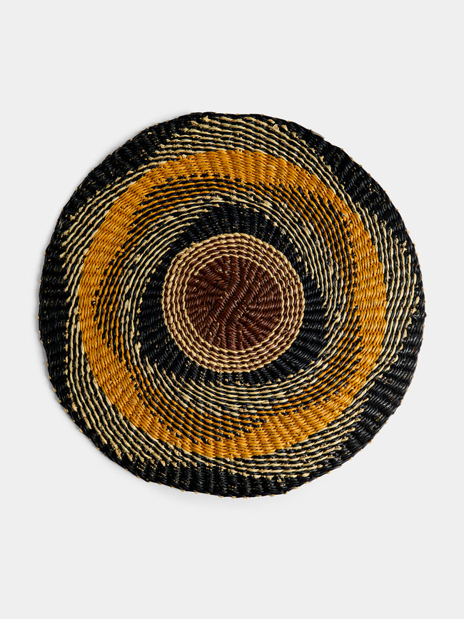 Baba Tree - Handwoven Elephant Glass Placemats (Set of 4) - Black - ABASK - 