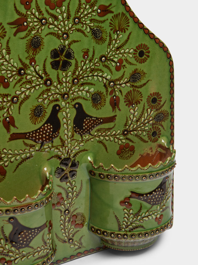Poterie d’Évires - Birds Hand-Painted Ceramic Double Utensil Holder -  - ABASK