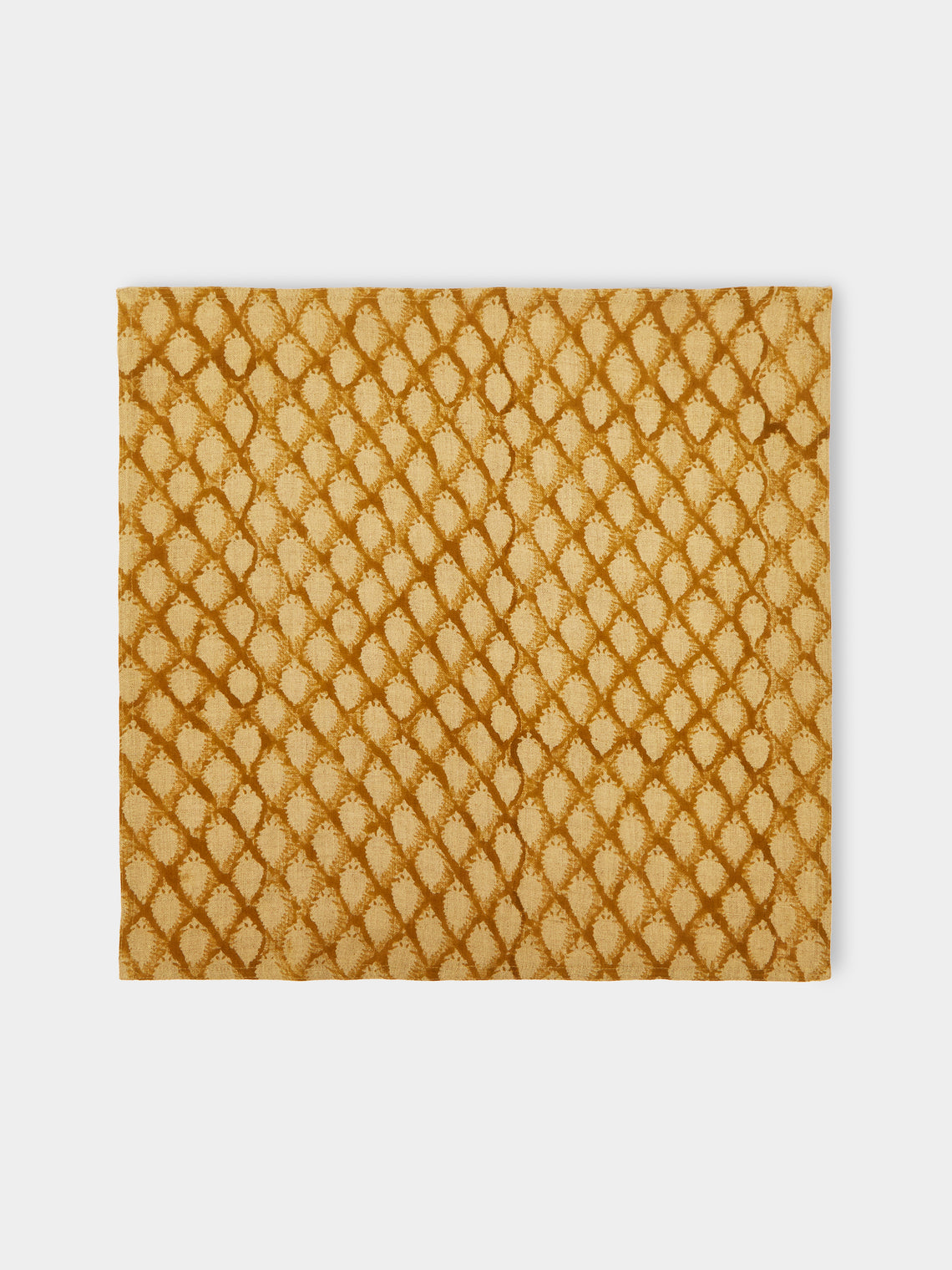 Chamois - Cypress Block-Printed Linen Napkins (Set of 4) - Orange - ABASK