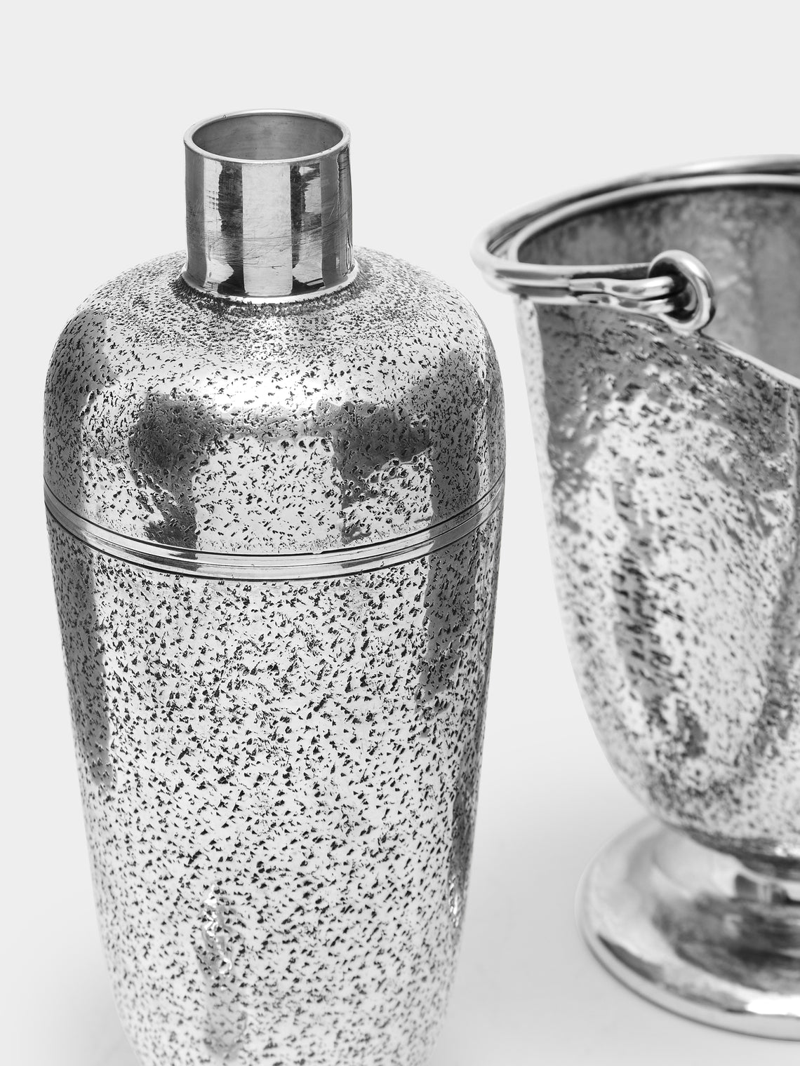 Antique and Vintage - 1950s Solid Silver Ice Bucket and Cocktail Shaker Set -  - ABASK