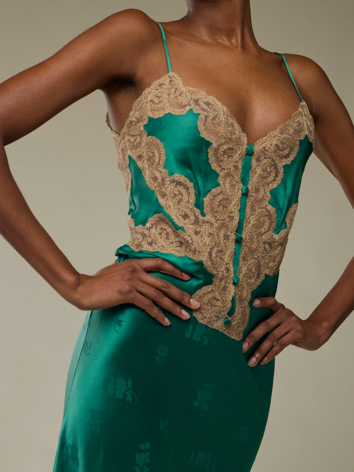 Loretta Caponi - Palmira Silk Dress | Size: S - Green - ABASK