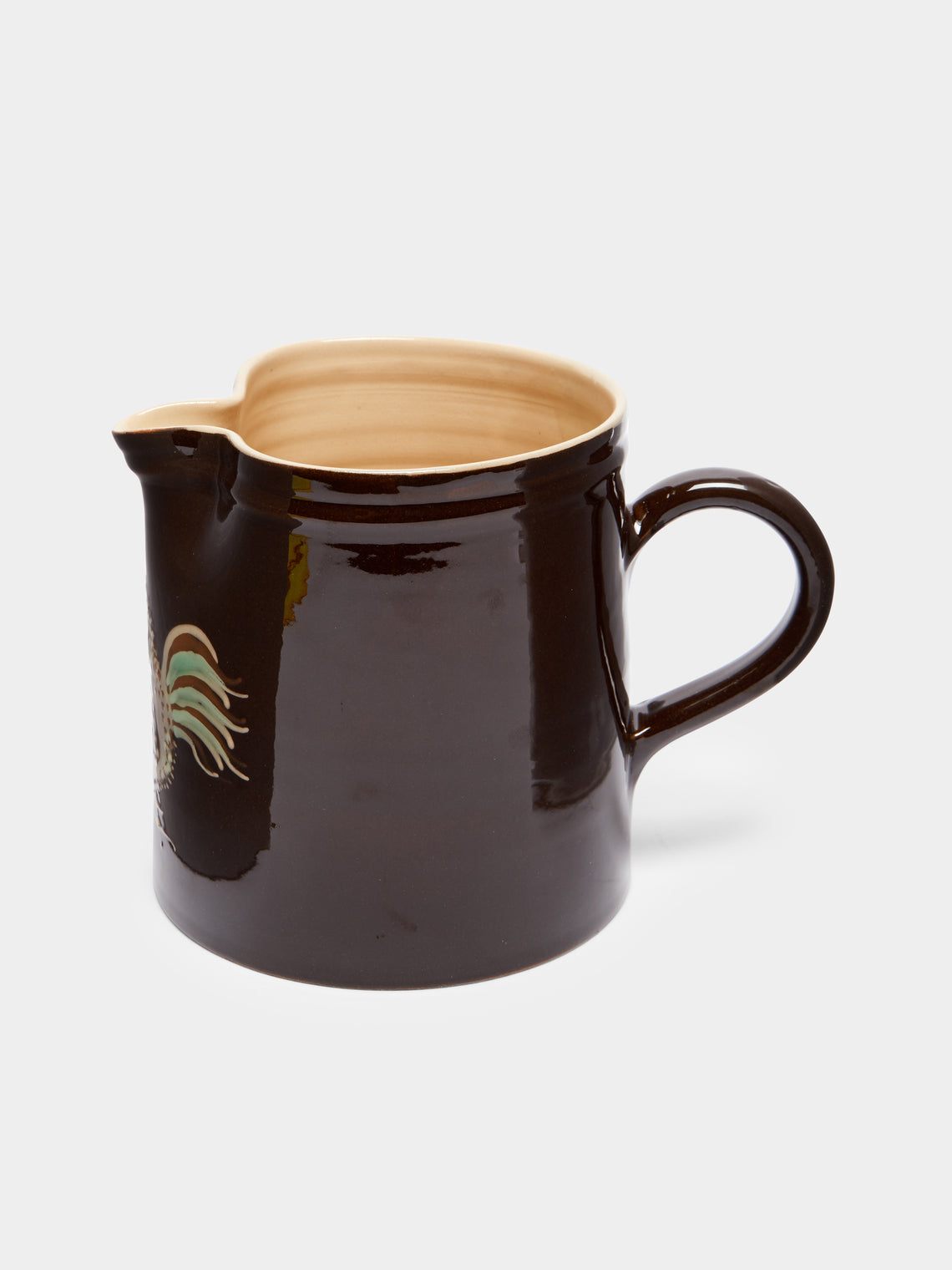 Poterie d’Évires - Chickens Hand-Painted Ceramic Straight-Edge Jug -  - ABASK