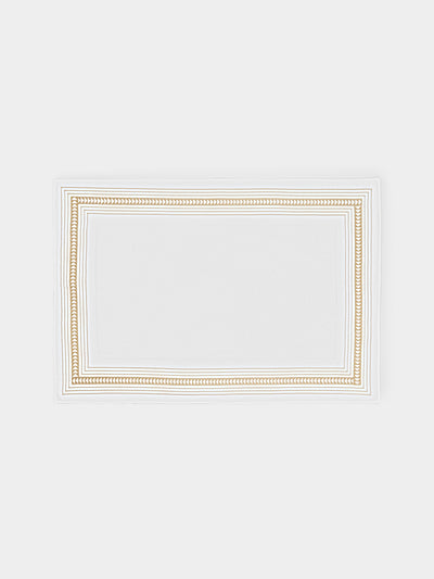 Loretta Caponi - Arrows Hand-Embroidered Cotton Bath Mat - White - ABASK - 