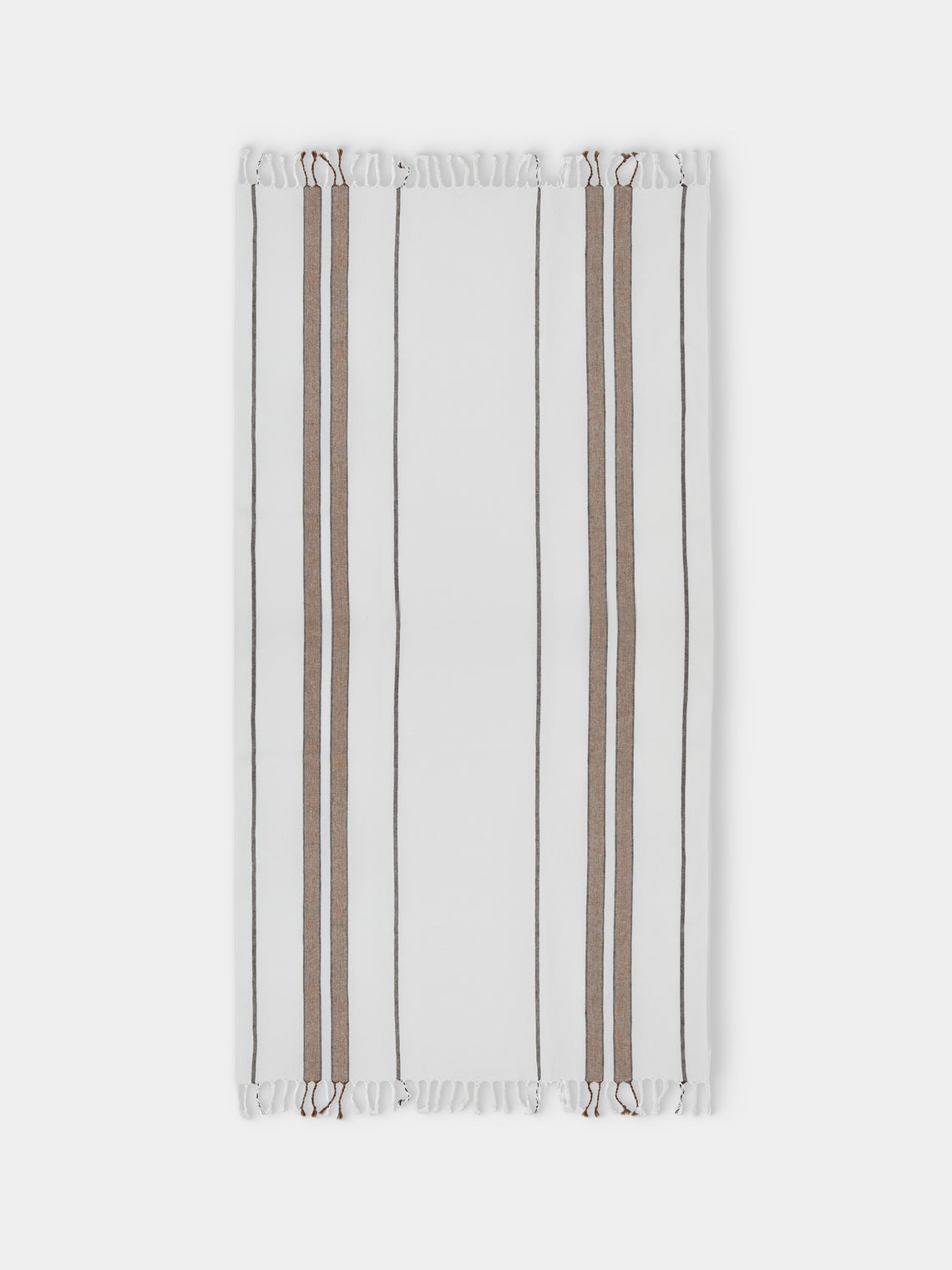Brunello Cucinelli - Linen Striped Blanket (75in/1.9m) - White - ABASK - 