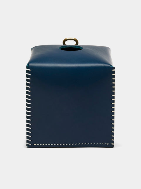 Otzi Studio - Eyelet Leather Tissue Box - Blue - ABASK - 