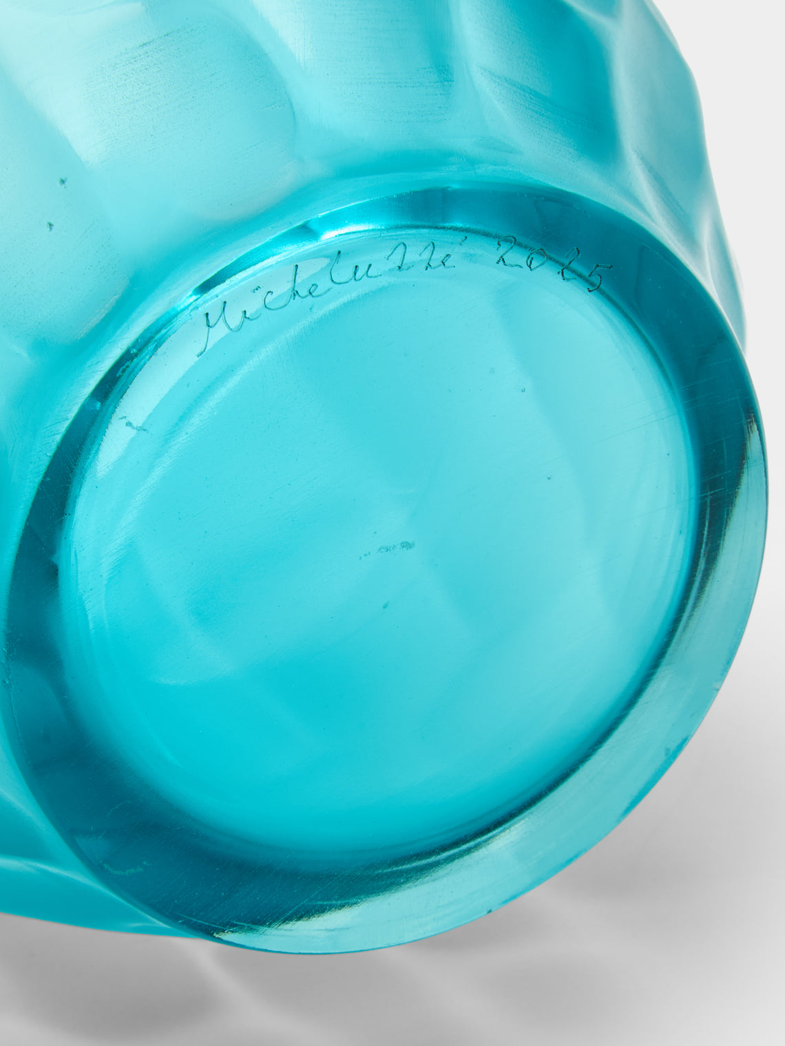 Micheluzzi Glass - Goccia Acqua Bamboo Hand-Blown Murano Glass Vase (9in/23cm) - Blue - ABASK