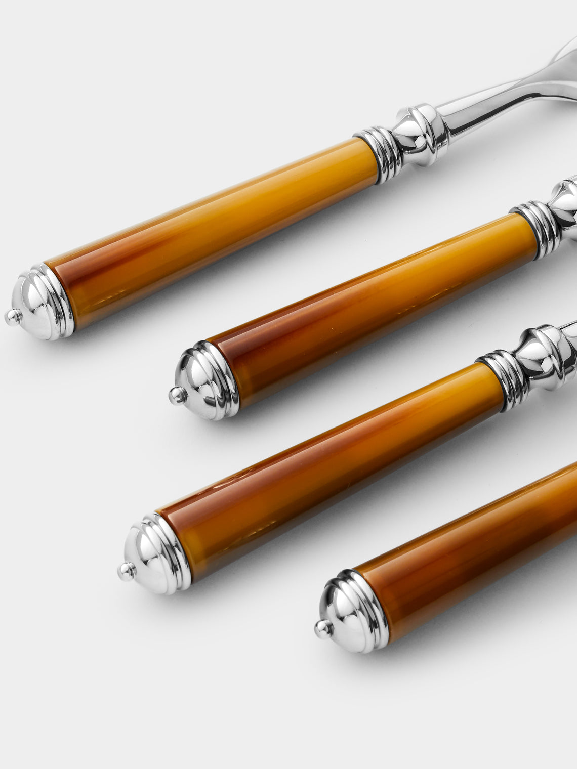 Alain Saint-Joanis - Marbella Dark Horn Resin Dessert Cutlery (Set of 4) - Brown - ABASK
