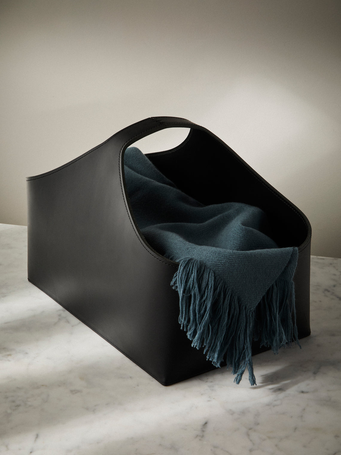 Rabitti 1969 - Arco Leather Basket with Handles - Black - ABASK
