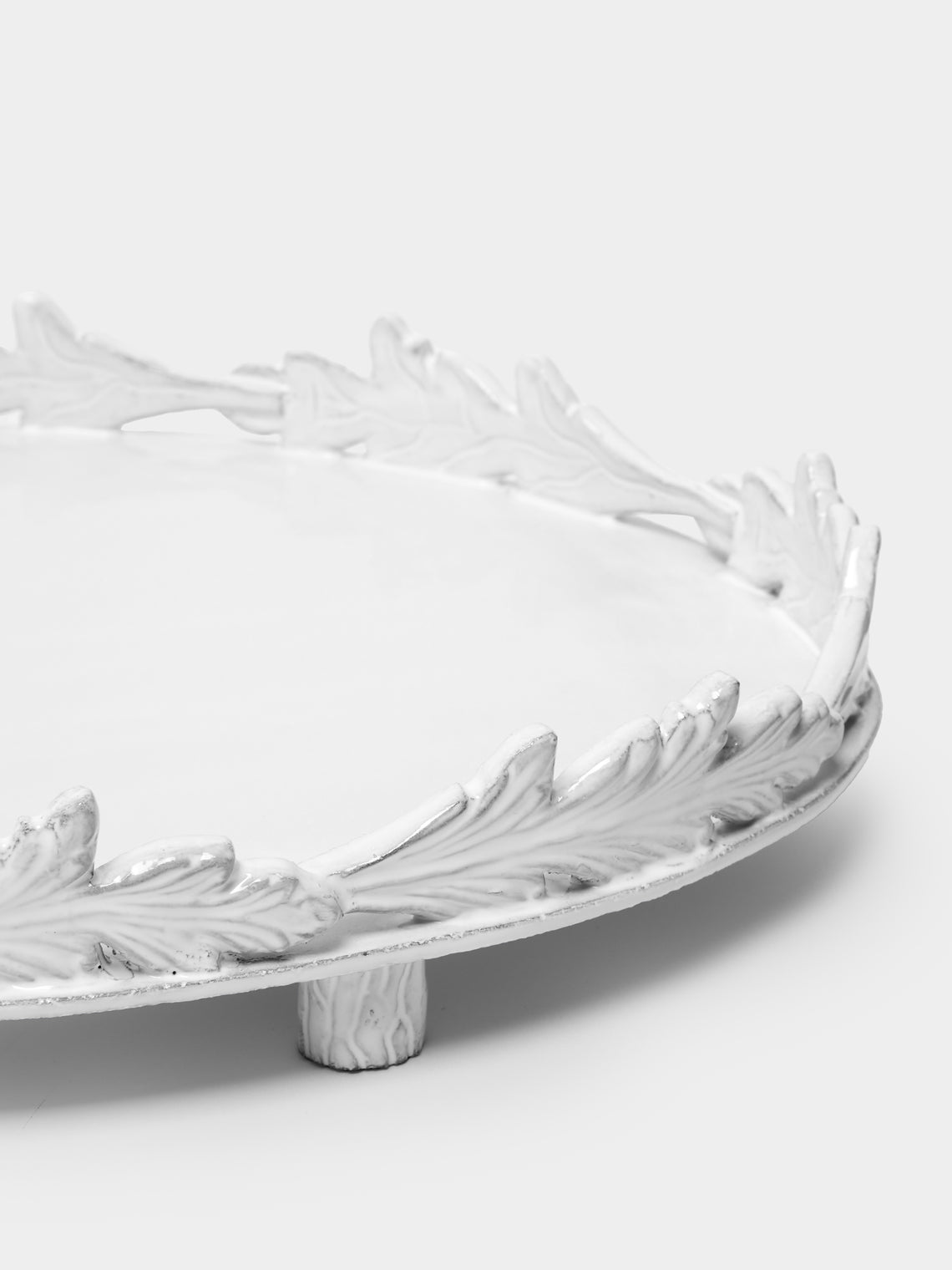 Astier de Villatte - Large Oval Footed Platter with Leaves -  - ABASK
