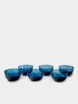 NasonMoretti - | Set of 6 | Idra Hand-Blown Murano Glass Dessert Bowls - Blue - ABASK - 