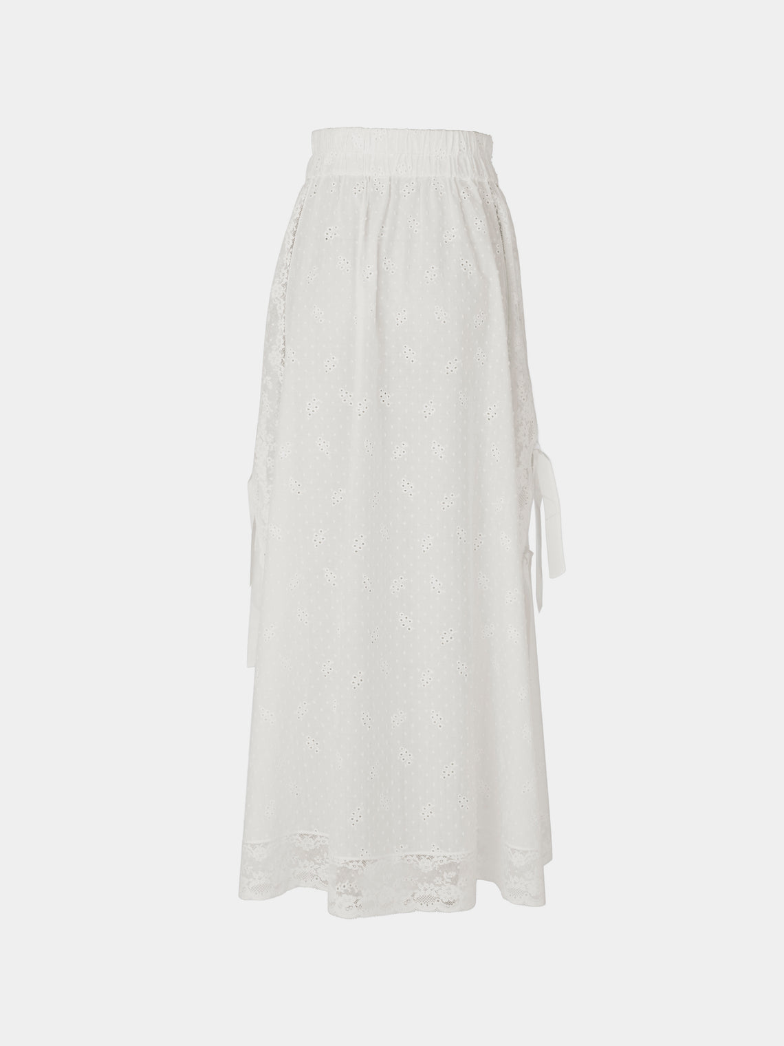 Loretta Caponi - Fiocchini Embroidered Cotton Long Skirt | Size: S - White - ABASK