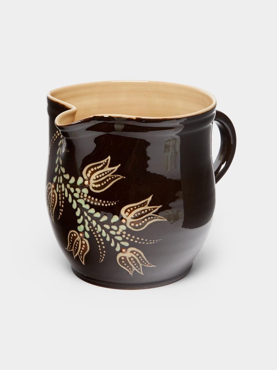 Poterie d’Évires - Flowers Hand-Painted Ceramic Rounded Jug -  - ABASK - 