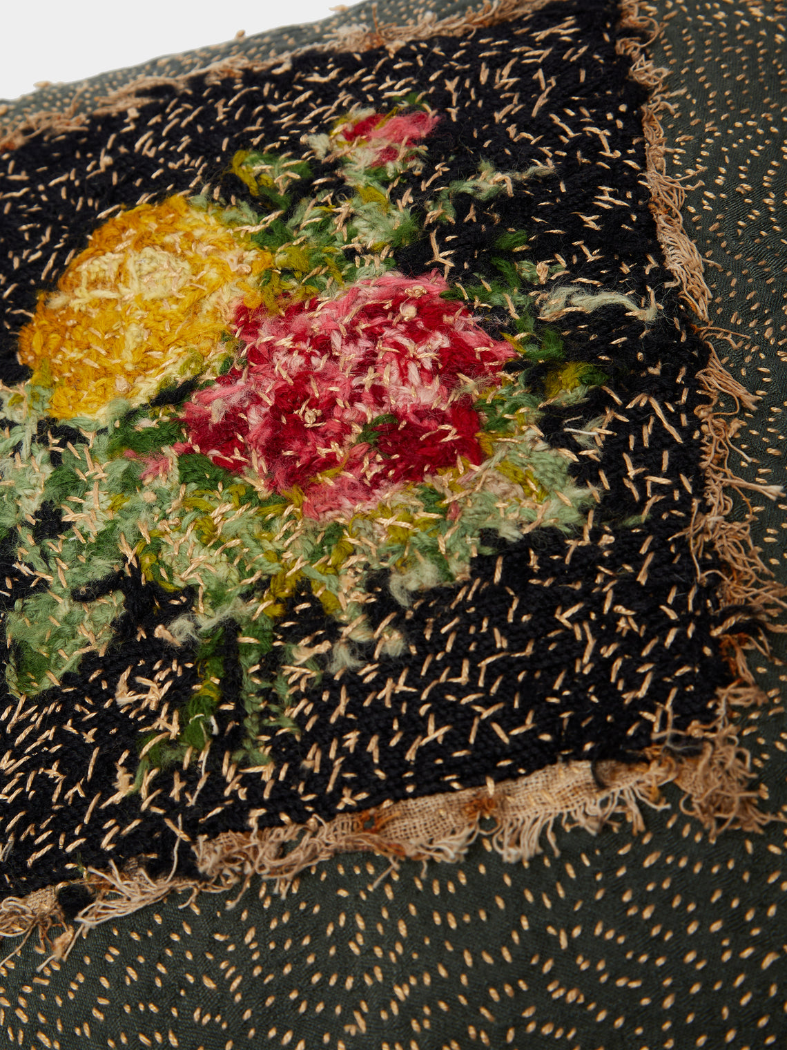 By Walid - 19th-Century Needlepoint Wool Cushion -  - ABASK