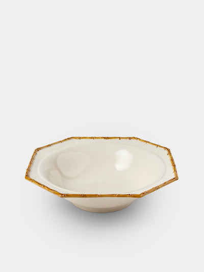 Verdolini - Bamboo Hand-Painted Ceramic Fruit Bowl - White - ABASK - 