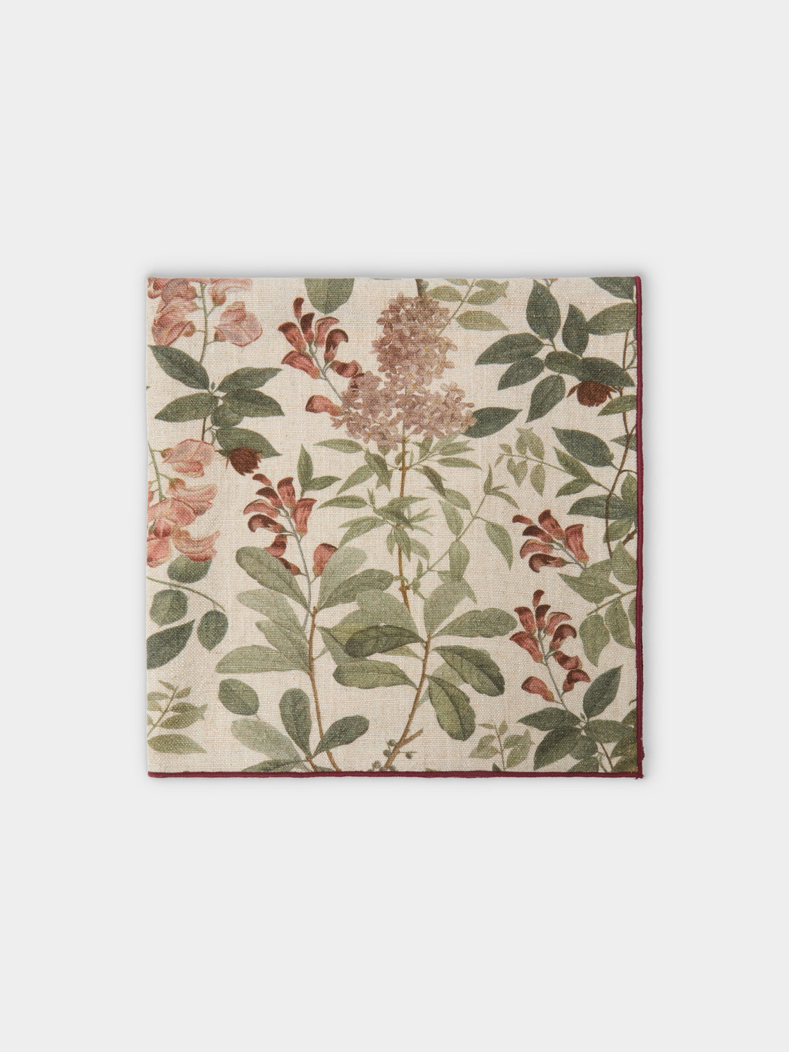 Borgo delle Tovaglie - Amalfi Sottobosco Embroidered Linen Extra Large Napkins (Set of 4) - Red - ABASK