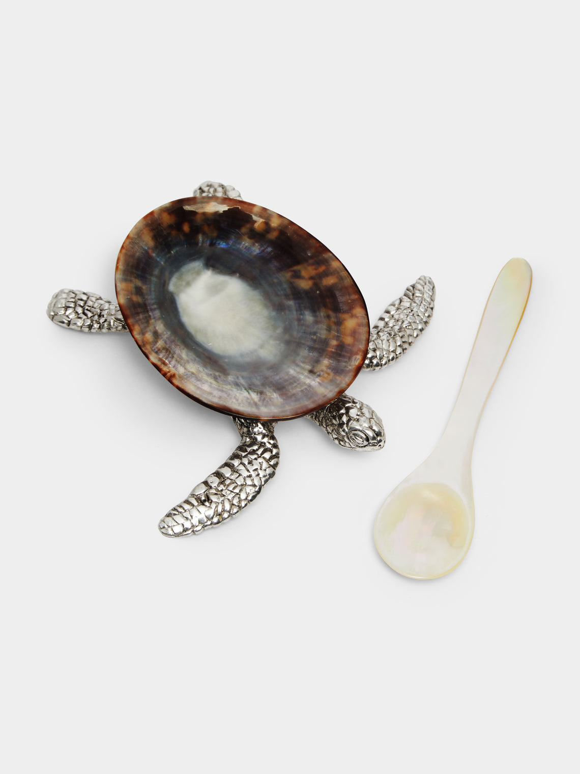 Objet Luxe - Silver-Plated and Shell Salt Dish with Mother-of-Pearl Spoon -  - ABASK