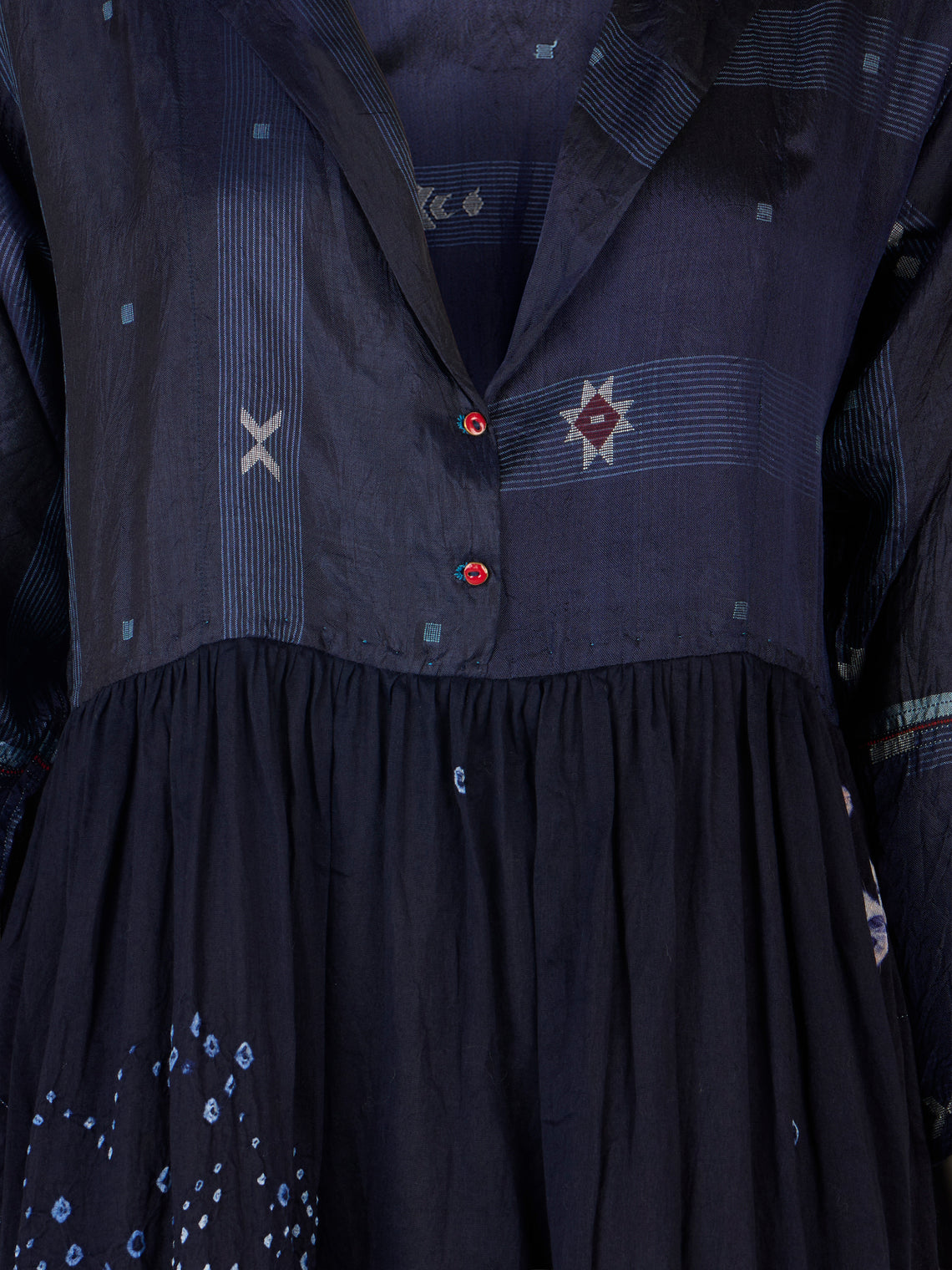 Injiri - Amber 21 Hand-Loomed Cotton and Silk Dress | Size: S - Blue - ABASK