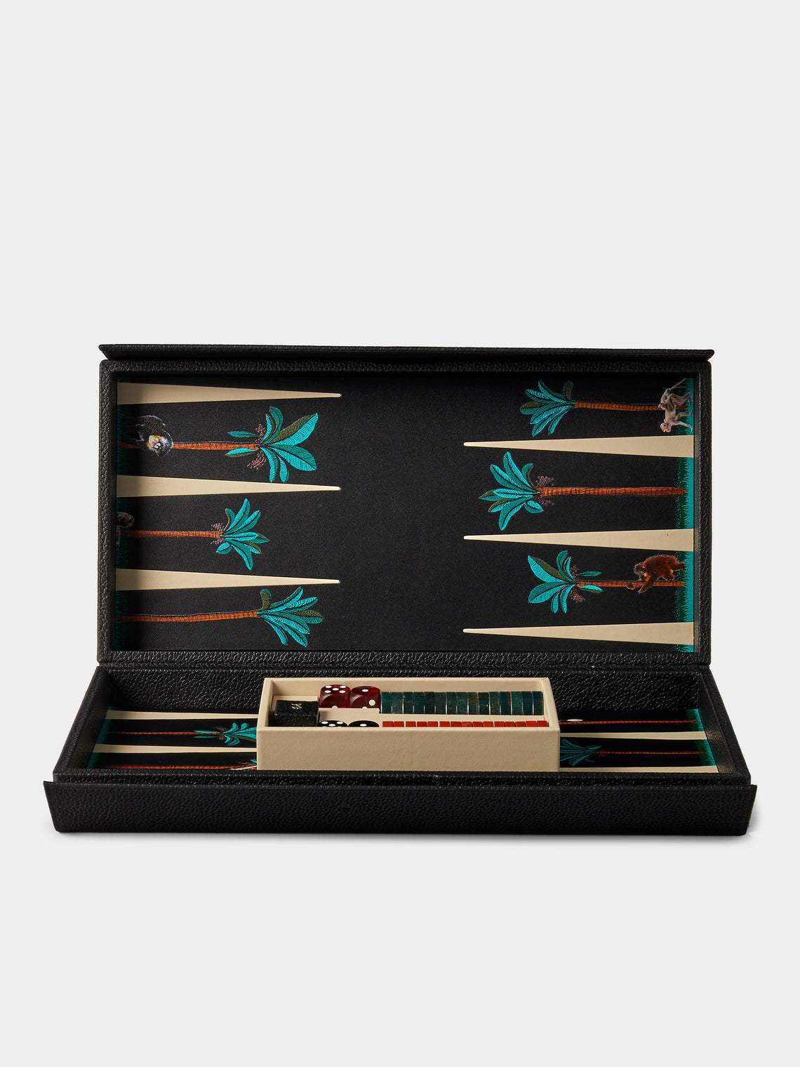 Alexandra Llewellyn - On Safari: Monkey Leather Travel Backgammon Set - Black - ABASK