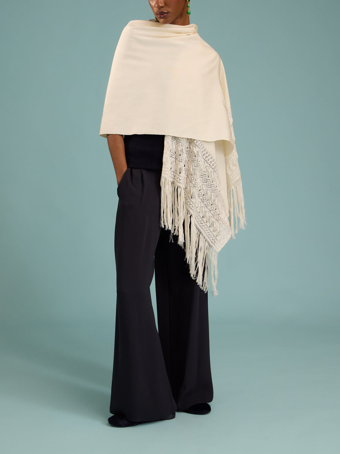 Heirlome - Silk Rebozo (98.5in/2.5m) - Ivory - ABASK