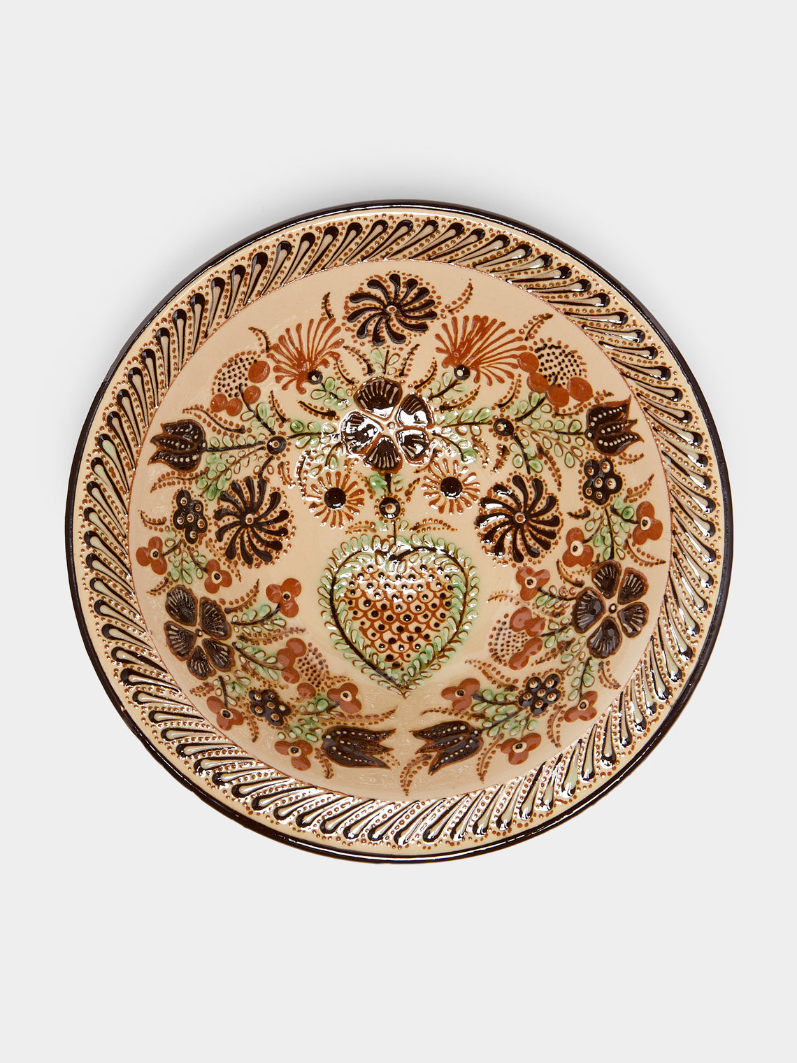 Poterie d’Évires - Flowers Hand-Painted Ceramic Large Serving Bowl -  - ABASK