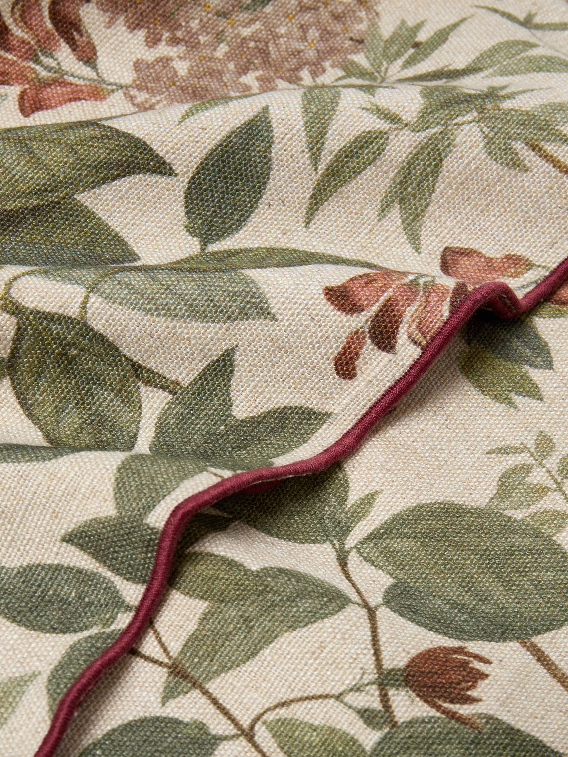 Borgo delle Tovaglie - Filo Sottobosco Embroidered Linen Rectangular Tablecloth (165.5in/4.2m) - Green - ABASK