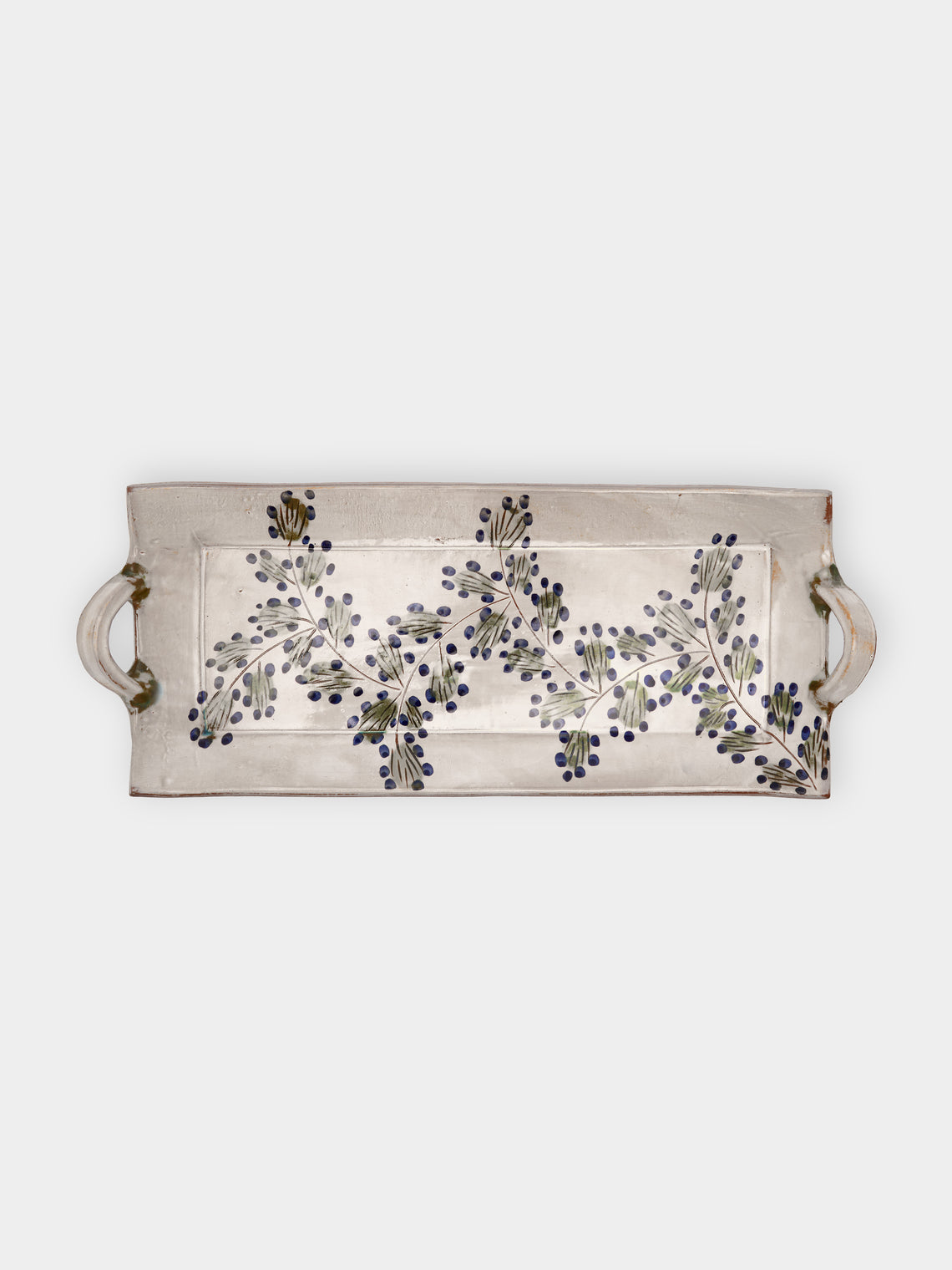 Anut Cairo - Leaves Hand-Painted Ceramic Tray (14in/35cm) - Multiple - ABASK - 