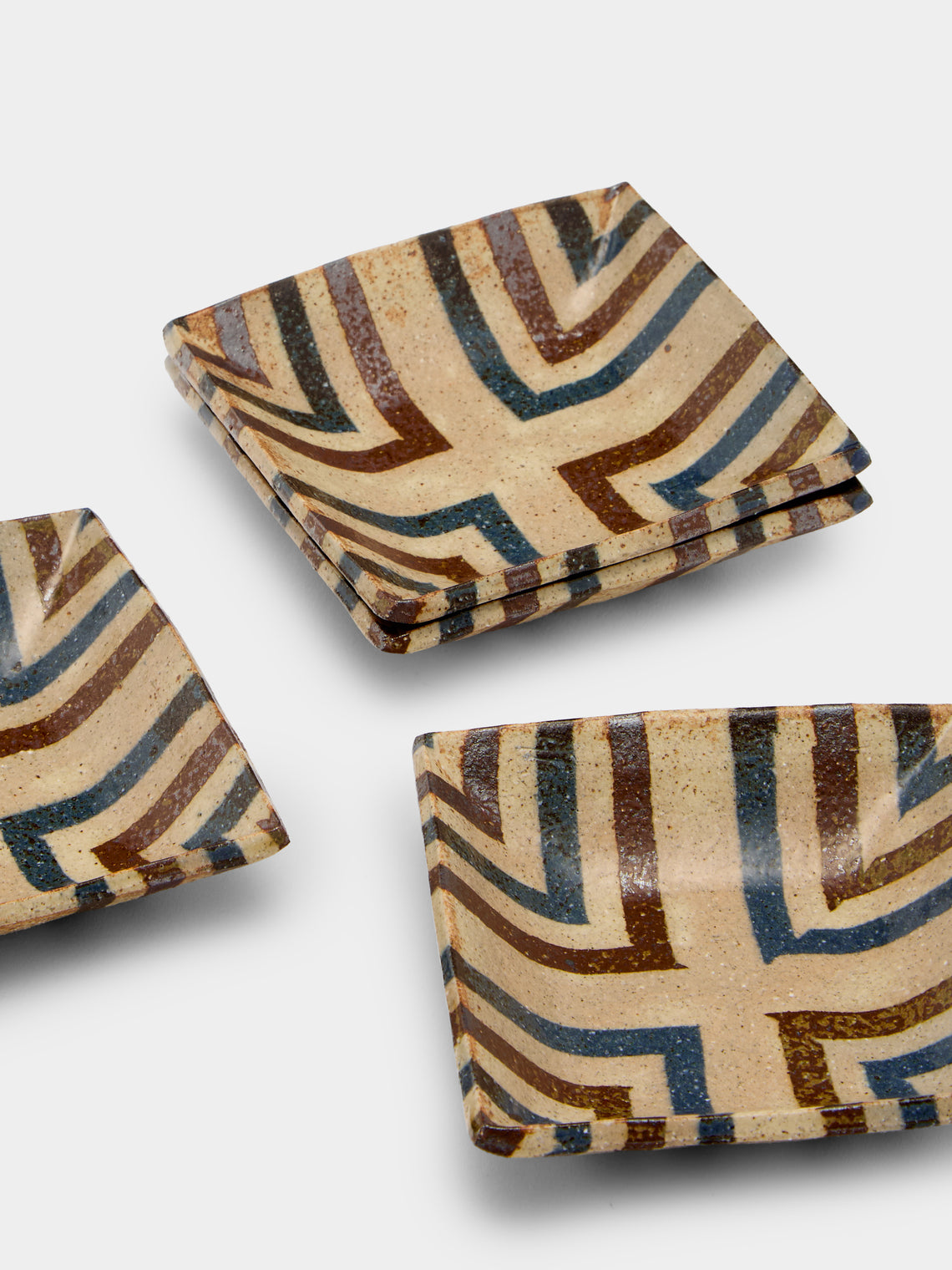 Makidani-gama - Nerikomi Ceramic Square Plates – 5in/13cm (Set of 4) - Multiple - ABASK
